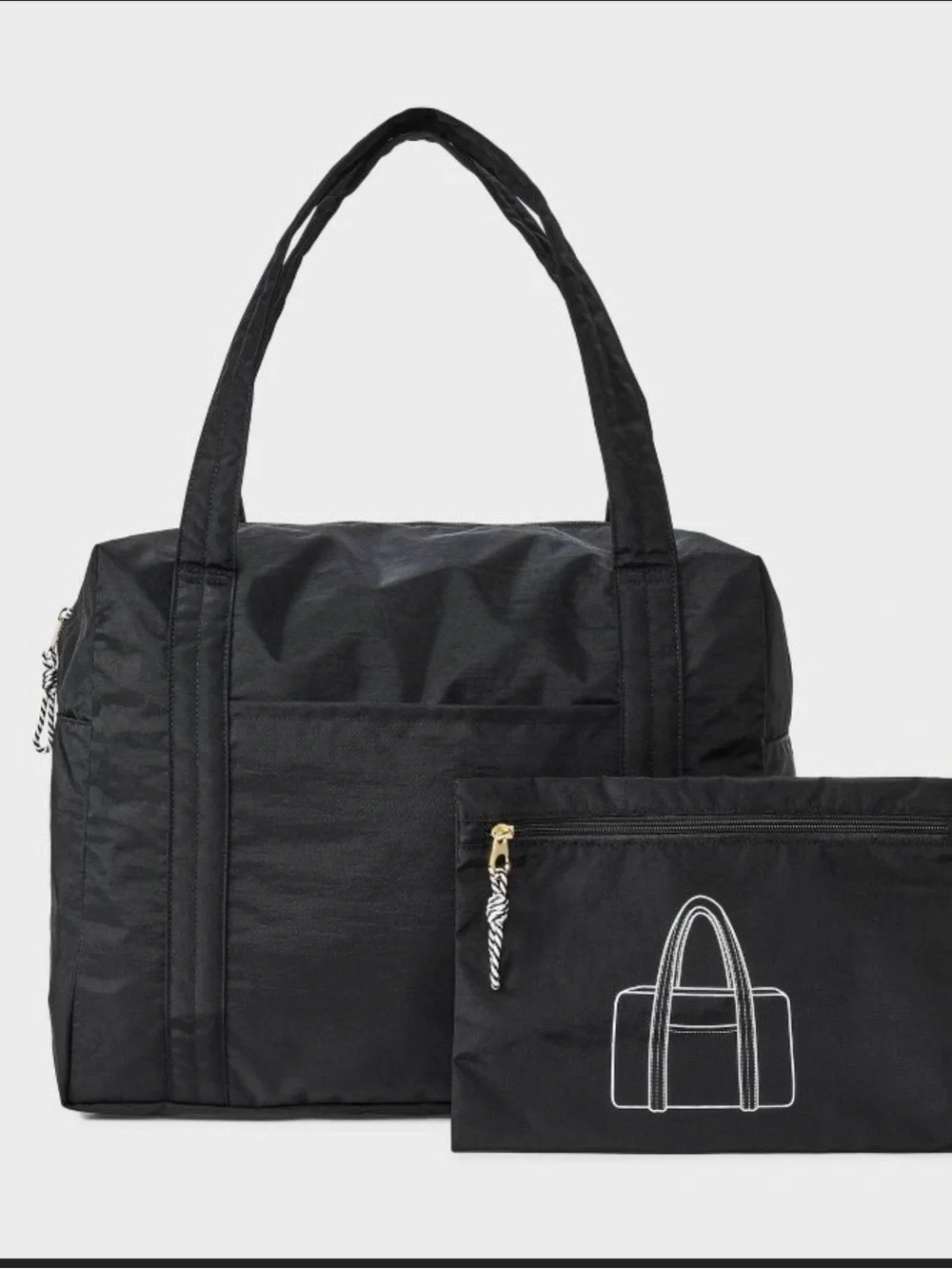 Universal Thread Black Packable Duffel Bag with Matching Pouch